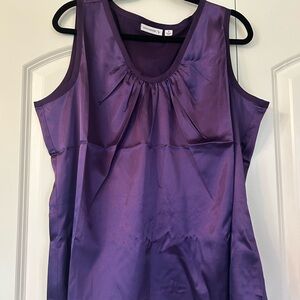 NWOT SUSAN GRAVER Sz 1X Satin Tank Top Camisole Dark Purple Stretch Sleeveless